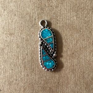 Vintage collectible turquoise silver pendant